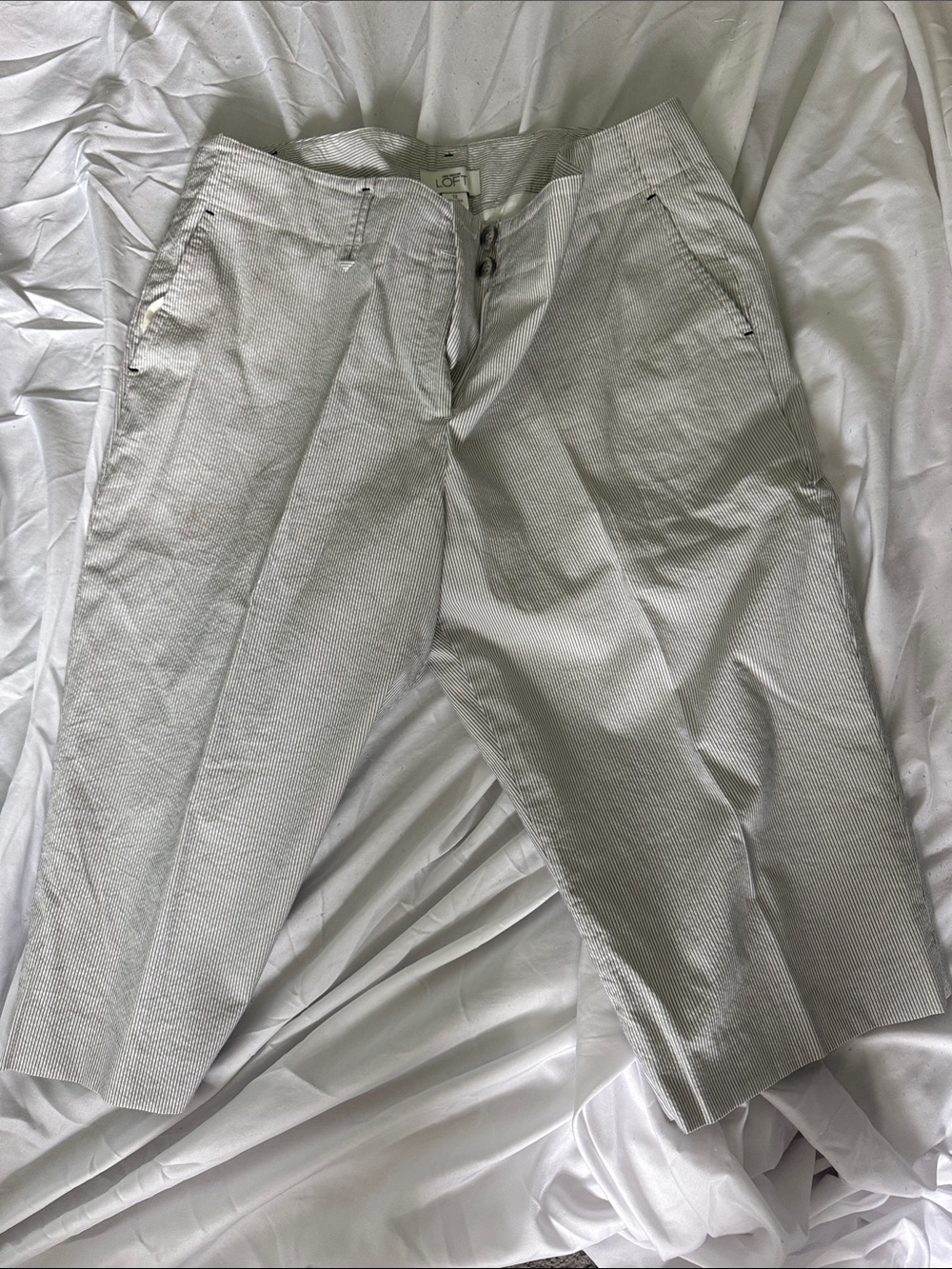 Ann Taylor Light Gray Seersucker Chinos